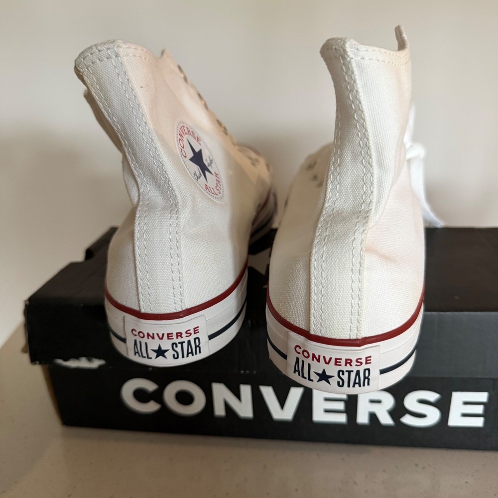 Converse Chuck Taylor All Star High Top White Sneakers Mens 8.5 Womens 10.5 - Picture 5 of 7